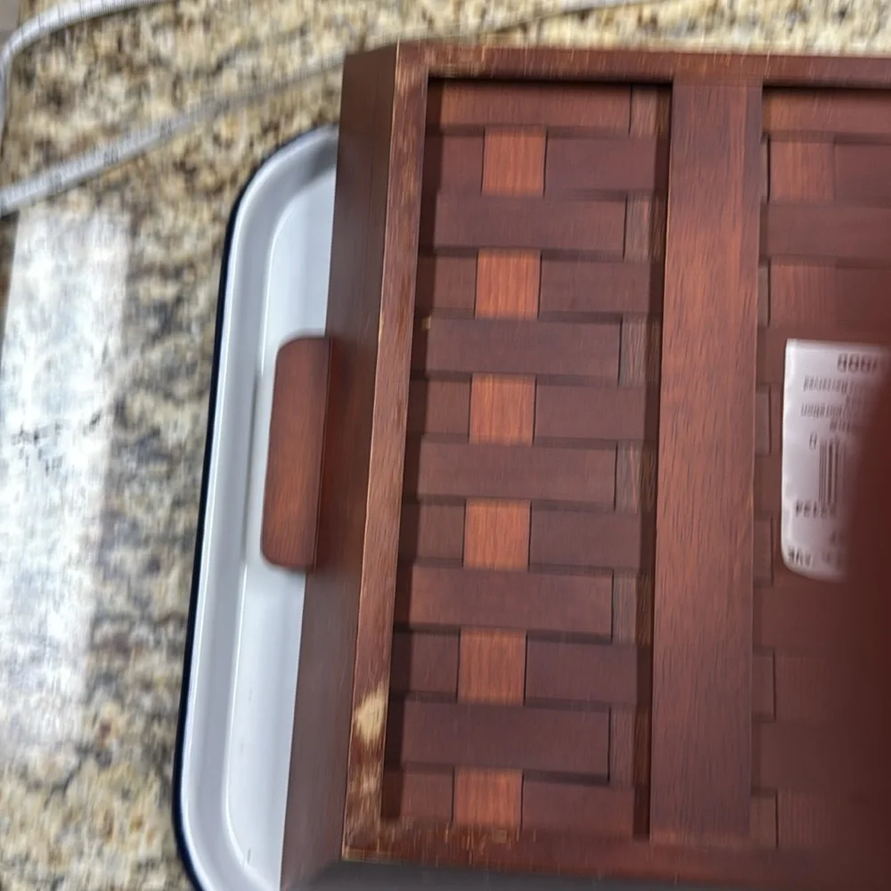 Basket Dark Wood Basket Weave Serving Tray